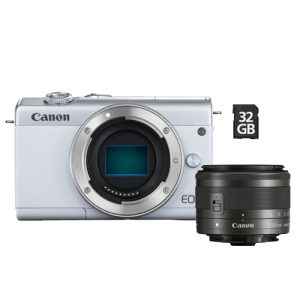 Foto principale Kit Fotocamera Mirrorless Canon EOS M200 Bianca + Obiettivo EF-M 15-45mm IS STM + Memoria da 32GB – Prodotto in Italiano