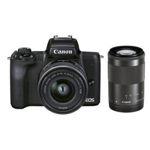 Foto principale Kit Fotocamera Mirrorless Canon EOS M50 Mark II Black + Obiettivo EF-M 15-45mm IS STM + Obiettivo EF-M 55-200mm IS STM – Prodotto in Italiano