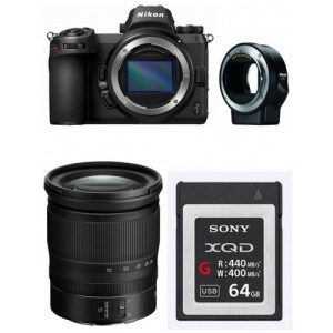 Foto principale Kit Fotocamera Mirrorless Nikon Z7 + Obiettivo Nikkor 24-70mm F4.0 + Adattatore FTZ + Memoria 64GB – Prodotto in Italiano