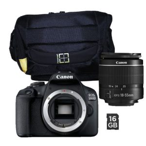 Foto principale Kit Fotocamera Reflex Canon EOS 2000D + Obiettivo EF-S 18-55mm DC III + Borsa + Micro SD da 16GB – Prodotto in Italiano
