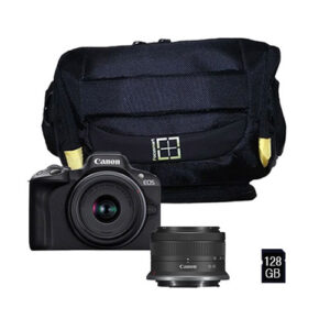 Foto principale Kit Fotocamera Mirrorless Canon EOS R50 + Obiettivo RF-S 18-45mm + Borsa + Memory Card da 128GB – Prodotto in Italiano