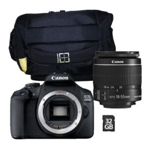 Foto principale Kit Fotocamera Reflex EOS Canon 2000D + Obiettivo EF-S 18-55mm IS II + Borsa + Micro SD da 32GB – Prodotto in Italiano