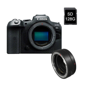 Foto principale Kit Fotocamera Mirrorless Canon EOS R6 + Adattatore EOS EF – EOS RF + Memoria da 128GB – Prodotto in Italiano