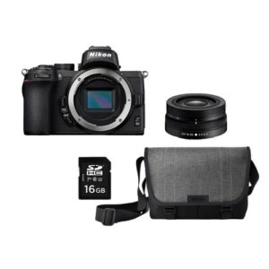 Foto principale Kit Fotocamera Mirrorless Nikon Z50 + Obiettivo Nikkor 16-50mm + Borsa a Tracolla + Memoria 16GB Nera – Prodotto in Italiano