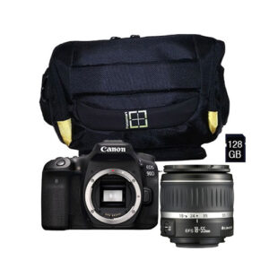 Foto principale Kit Fotocamera Reflex Canon EOS 90D + Obiettivo 18-55 DC III+ Borsa + Memory Card da 128GB – Prodotto in Italiano